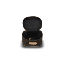 Load image into Gallery viewer, Makeup Case - Espresso Coated Canvas Front Angle in Color 'Espresso Coated Canvas'