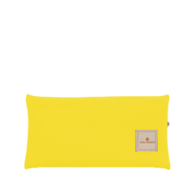 Load image into Gallery viewer, Large Pouch - Lemon Coated Canvas Front Angle in Color 'Lemon Coated Canvas'