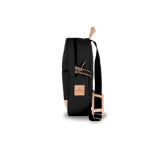 Load image into Gallery viewer, Backpack - Black Coated Canvas Front Angle in Color 'Black Coated Canvas'