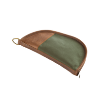 Load image into Gallery viewer, Cotton Canvas Small Revolver Case - Olive Canvas Front Angle in Color 'Olive Canvas'