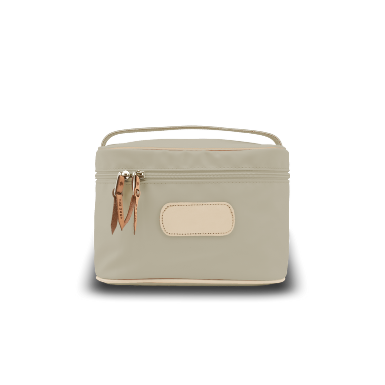 Makeup Case - Tan Coated Canvas Front Angle in Color 'Tan Coated Canvas'