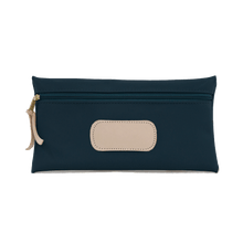 Load image into Gallery viewer, Large Pouch - Navy Coated Canvas Front Angle in Color 'Navy Coated Canvas'