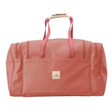 Load image into Gallery viewer, Large Square Duffel - Coral Coated Canvas Front Angle in Color 'Coral Coated Canvas'