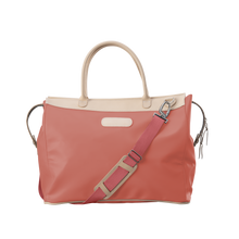 Load image into Gallery viewer, Burleson Bag - Coral Coated Canvas Front Angle in Color 'Coral Coated Canvas'