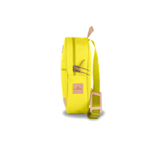 Load image into Gallery viewer, Backpack - Lemon Coated Canvas Front Angle in Color 'Lemon Coated Canvas'