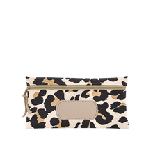 Load image into Gallery viewer, Large Pouch - Leopard Coated Canvas Front Angle in Color 'Leopard Coated Canvas'
