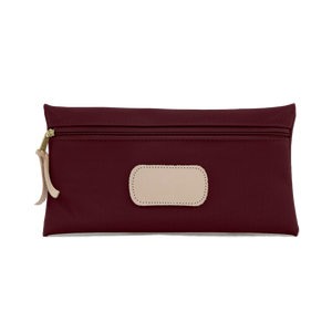 Large Pouch - Burgundy Coated Canvas Front Angle in Color 'Burgundy Coated Canvas'