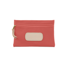 Load image into Gallery viewer, Pouch - Coral Coated Canvas Front Angle in Color 'Coral Coated Canvas'