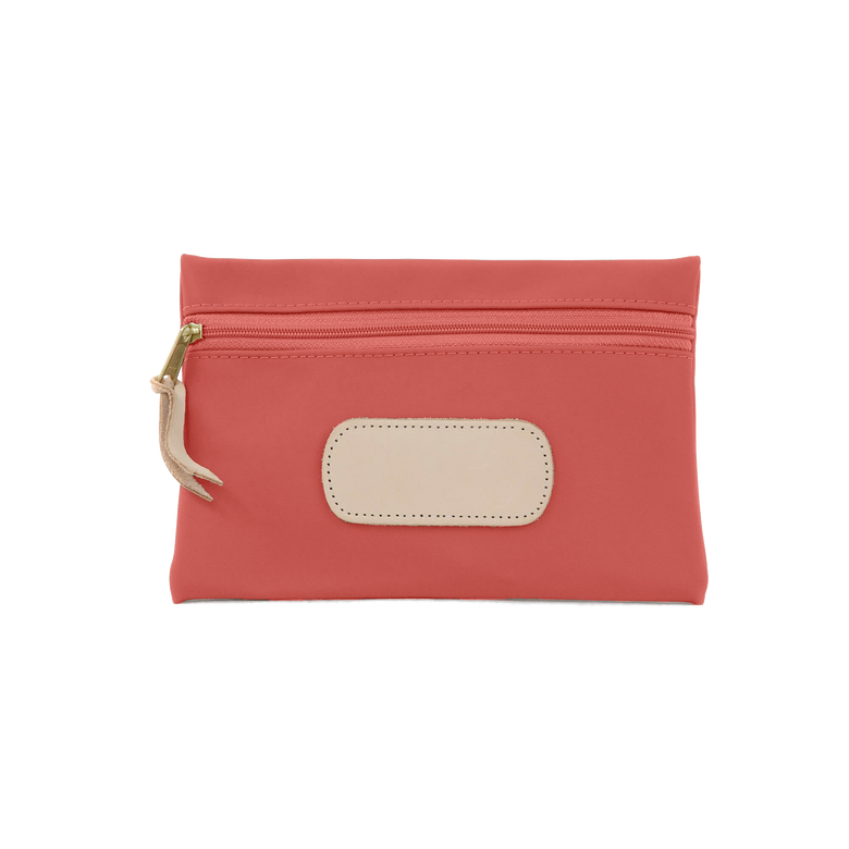 Pouch - Coral Coated Canvas Front Angle in Color 'Coral Coated Canvas'