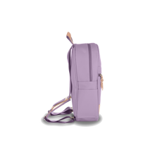 Load image into Gallery viewer, Backpack - Lilac Coated Canvas Front Angle in Color 'Lilac Coated Canvas'