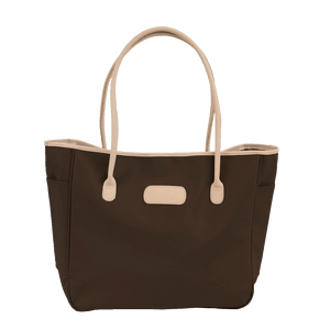 Tyler Tote - Espresso Coated Canvas Front Angle in Color 'Espresso Coated Canvas'