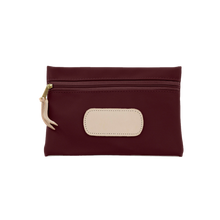 Load image into Gallery viewer, Pouch - Burgundy Coated Canvas Front Angle in Color &#39;Burgundy Coated Canvas&#39;
