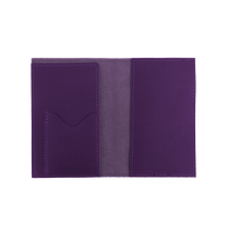 Load image into Gallery viewer, Passport Cover - Plum Leather Front Angle in Color 'Plum Leather'