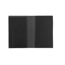 Load image into Gallery viewer, Passport Cover - Black Leather Front Angle in Color 'Black Leather'