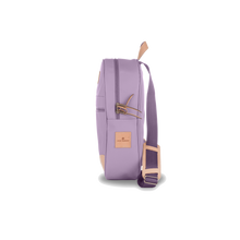 Load image into Gallery viewer, Backpack - Lilac Coated Canvas Front Angle in Color 'Lilac Coated Canvas'