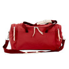 Load image into Gallery viewer, Small Square Duffel - Red Coated Canvas Front Angle in Color 'Red Coated Canvas'