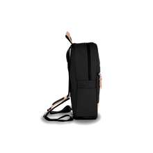 Load image into Gallery viewer, Backpack - Black Coated Canvas Front Angle in Color 'Black Coated Canvas'