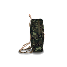 Load image into Gallery viewer, Backpack - Classic Camo Coated Canvas Front Angle in Color 'Classic Camo Coated Canvas'