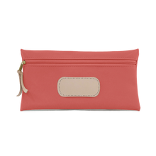 Load image into Gallery viewer, Large Pouch - Coral Coated Canvas Front Angle in Color 'Coral Coated Canvas'