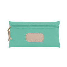 Load image into Gallery viewer, Large Pouch - Mint Coated Canvas Front Angle in Color 'Mint Coated Canvas'