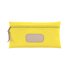 Load image into Gallery viewer, Large Pouch - Lemon Coated Canvas Front Angle in Color 'Lemon Coated Canvas'