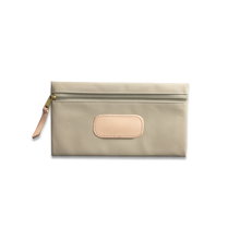Load image into Gallery viewer, Quality made in America large rectangle pouch with leather patch to personalize with initials or monogram
