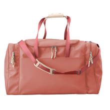 Load image into Gallery viewer, Large Square Duffel - Coral Coated Canvas Front Angle in Color 'Coral Coated Canvas'