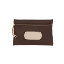 Load image into Gallery viewer, Pouch - Espresso Coated Canvas Front Angle in Color 'Espresso Coated Canvas'