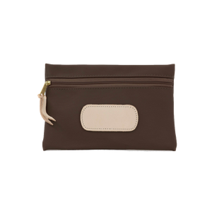 Pouch - Espresso Coated Canvas Front Angle in Color 'Espresso Coated Canvas'