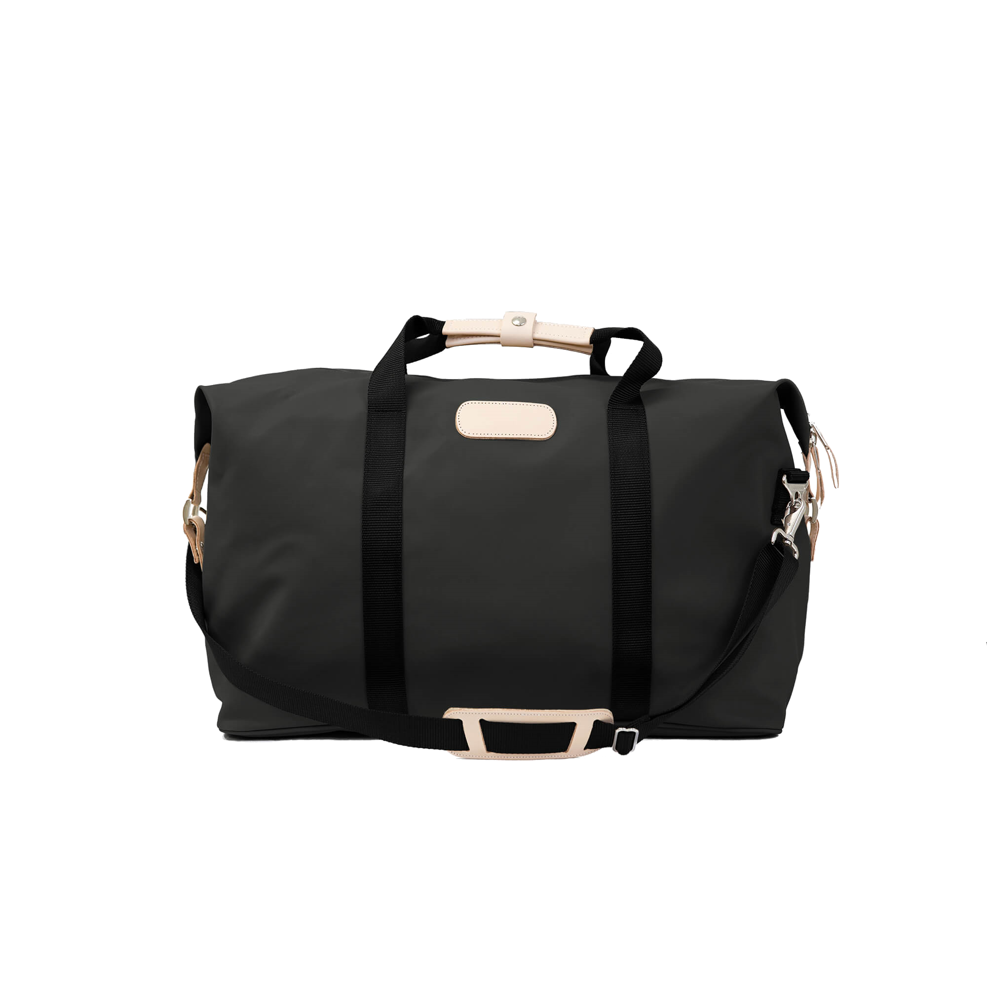 Weekender - Black Coated Canvas Front Angle in Color 'Black Coated Canvas'