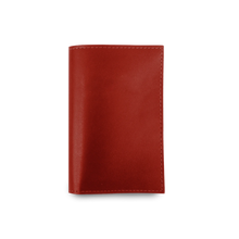 Load image into Gallery viewer, Passport Cover - Cherry Leather Front Angle in Color 'Cherry Leather'