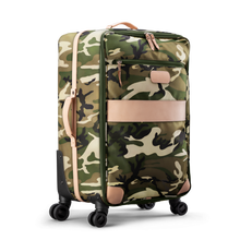 Load image into Gallery viewer, Large 360 wheeled luggage diagonal view in Color 'Classic Camo Coated Canvas'