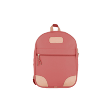 Load image into Gallery viewer, Backpack - Coral Coated Canvas Front Angle in Color 'Coral Coated Canvas'