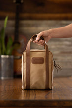 Load image into Gallery viewer, Quality made in America durable coated canvas toiletry, hunting or golf ball bag with leather patch to personalize with initials or monogram