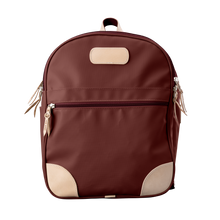 Load image into Gallery viewer, Backpack front view in Color &#39;Burgundy Coated Canvas&#39;
