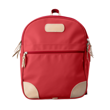 Load image into Gallery viewer, Backpack front view in Color &#39;Red Coated Canvas&#39;
