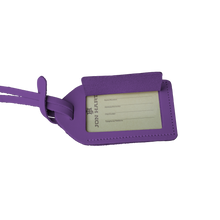 Load image into Gallery viewer, Luggage Tag - Plum Leather Front Angle in Color &#39;Plum Leather&#39;
