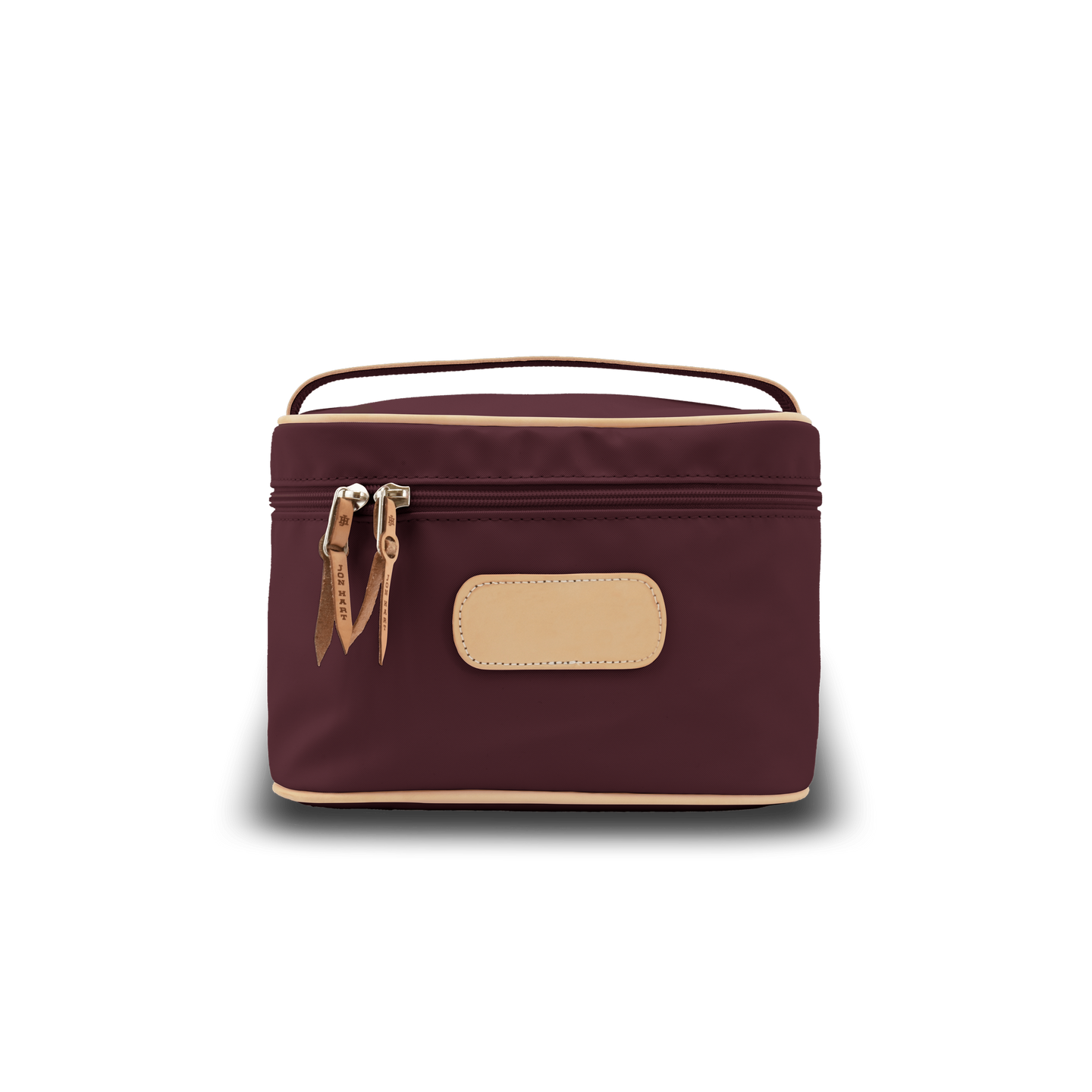 Makeup Case - Burgundy Coated Canvas Front Angle in Color 'Burgundy Coated Canvas'