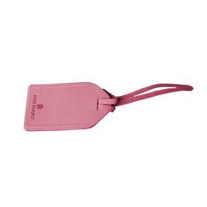 Luggage Tag - Hot Pink Leather Front Angle in Color 'Hot Pink Leather'