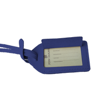 Load image into Gallery viewer, Luggage Tag - Royal Blue Leather Front Angle in Color 'Royal Blue Leather'