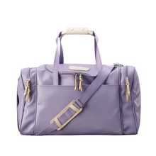 Load image into Gallery viewer, Medium Square Duffel - Lilac Coated Canvas Front Angle in Color 'Lilac Coated Canvas'