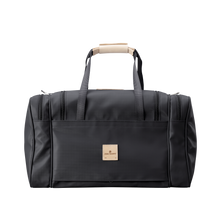 Load image into Gallery viewer, Medium Square Duffel - Black Coated Canvas Front Angle in Color 'Black Coated Canvas'