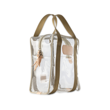 Load image into Gallery viewer, Quality made in America clear toiletry, hunting or golf ball bag with leather patch to personalize with initials or monogram