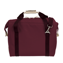 Load image into Gallery viewer, Large Cooler - Burgundy Coated Canvas Front Angle in Color &#39;Burgundy Coated Canvas&#39;
