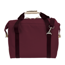 Load image into Gallery viewer, Large Cooler - Burgundy Coated Canvas Front Angle in Color 'Burgundy Coated Canvas'