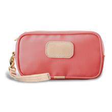 Load image into Gallery viewer, Wristlet - Coral Coated Canvas Front Angle in Color 'Coral Coated Canvas'