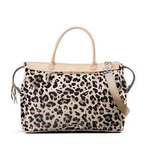 Burleson Bag - Leopard Coated Canvas Front Angle in Color 'Leopard Coated Canvas'