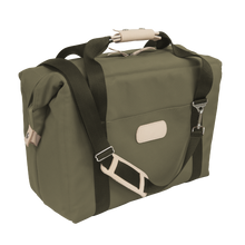 Load image into Gallery viewer, Large Cooler - Moss Coated Canvas Front Angle in Color 'Moss Coated Canvas'