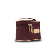 Load image into Gallery viewer, Makeup Case - Burgundy Coated Canvas Front Angle in Color &#39;Burgundy Coated Canvas&#39;
