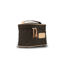 Load image into Gallery viewer, Makeup Case - Espresso Coated Canvas Front Angle in Color 'Espresso Coated Canvas'
